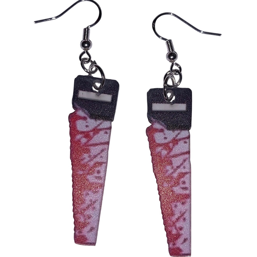 Bloody Saw Blade Earrings Horror Halloween‎ Costume Jewelry